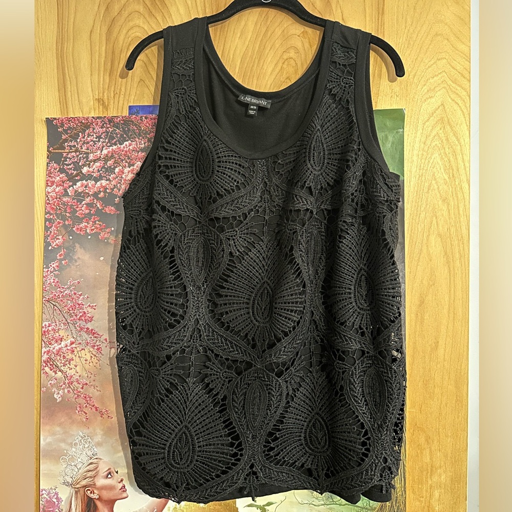 Lane Bryant Black Lace Sleeveless Top